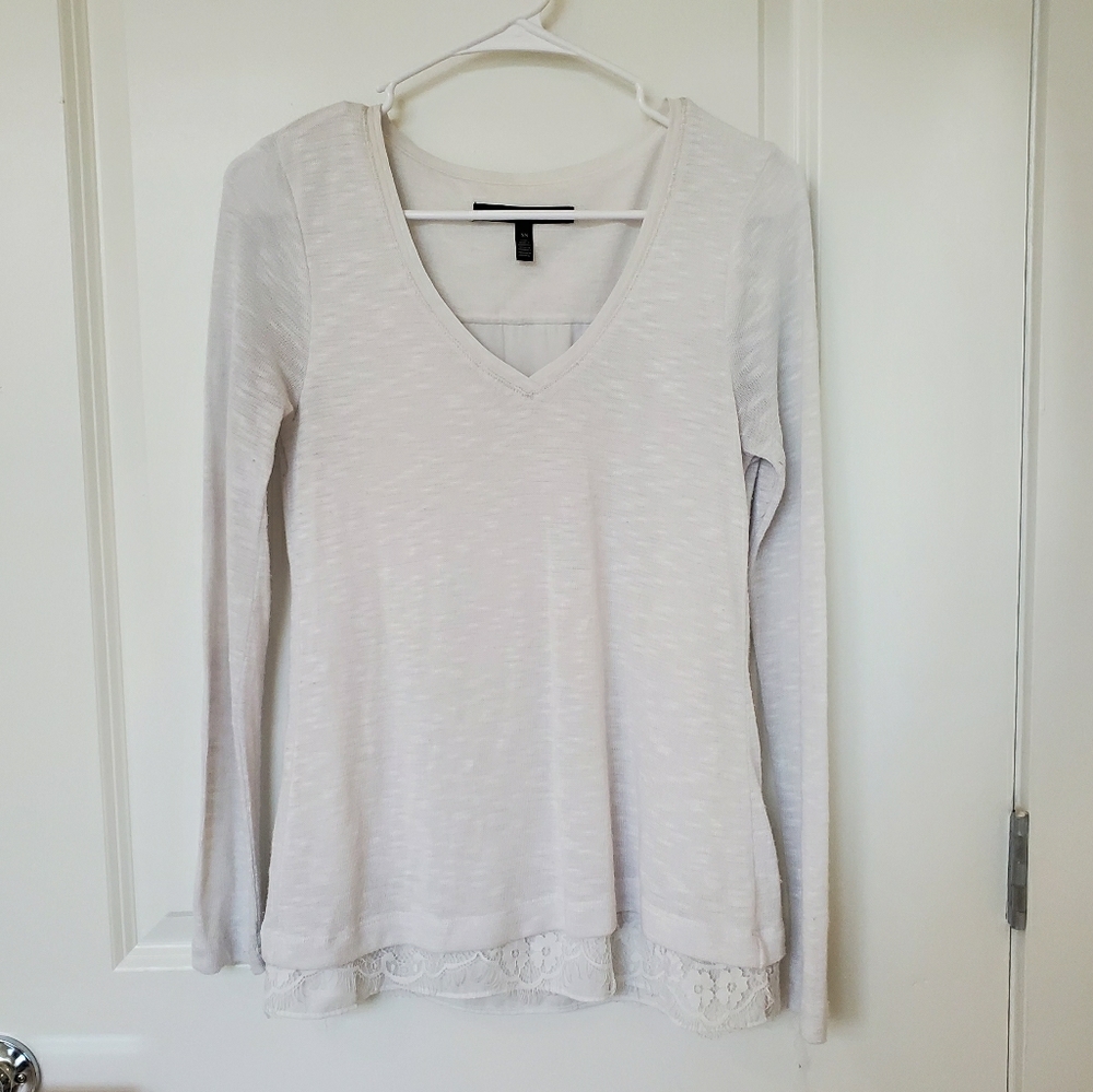 White House Black Market White Sweater with Lace